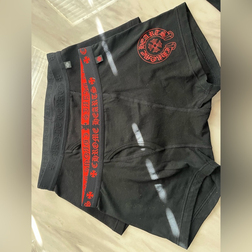Chrome Hearts Black Briefs with Red Emblem
